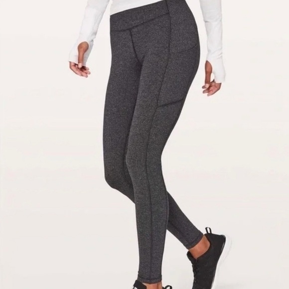 Lululemon Speed Up Tight Gray Herringbone - 4 - Picture 1 of 8